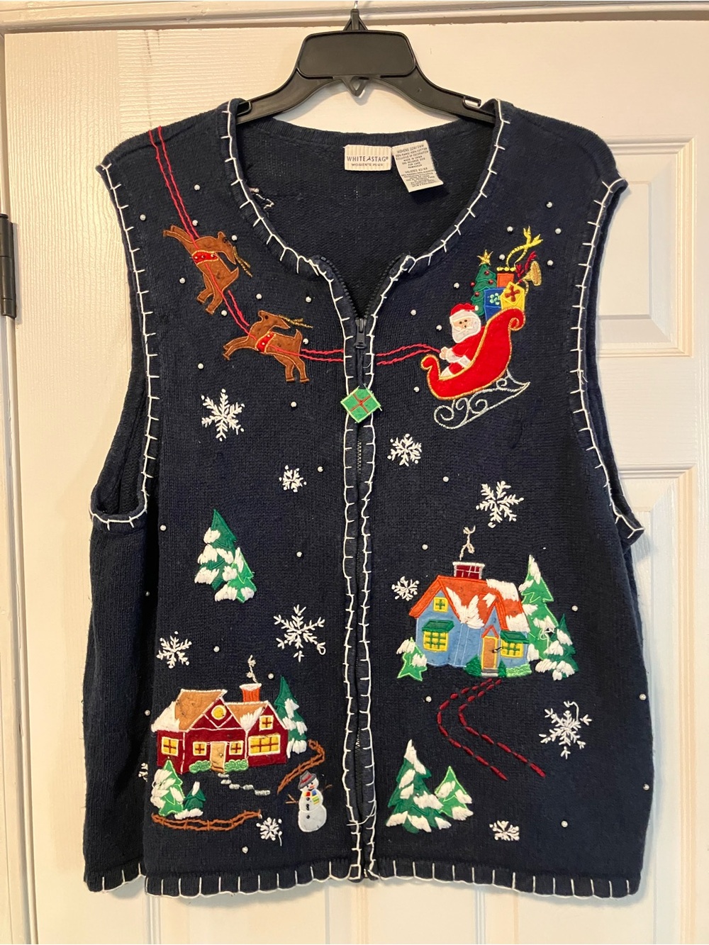 Vintage White Stag Womens Ugly Sweater Christmas Sweater Vest Santa Size 22W/24W